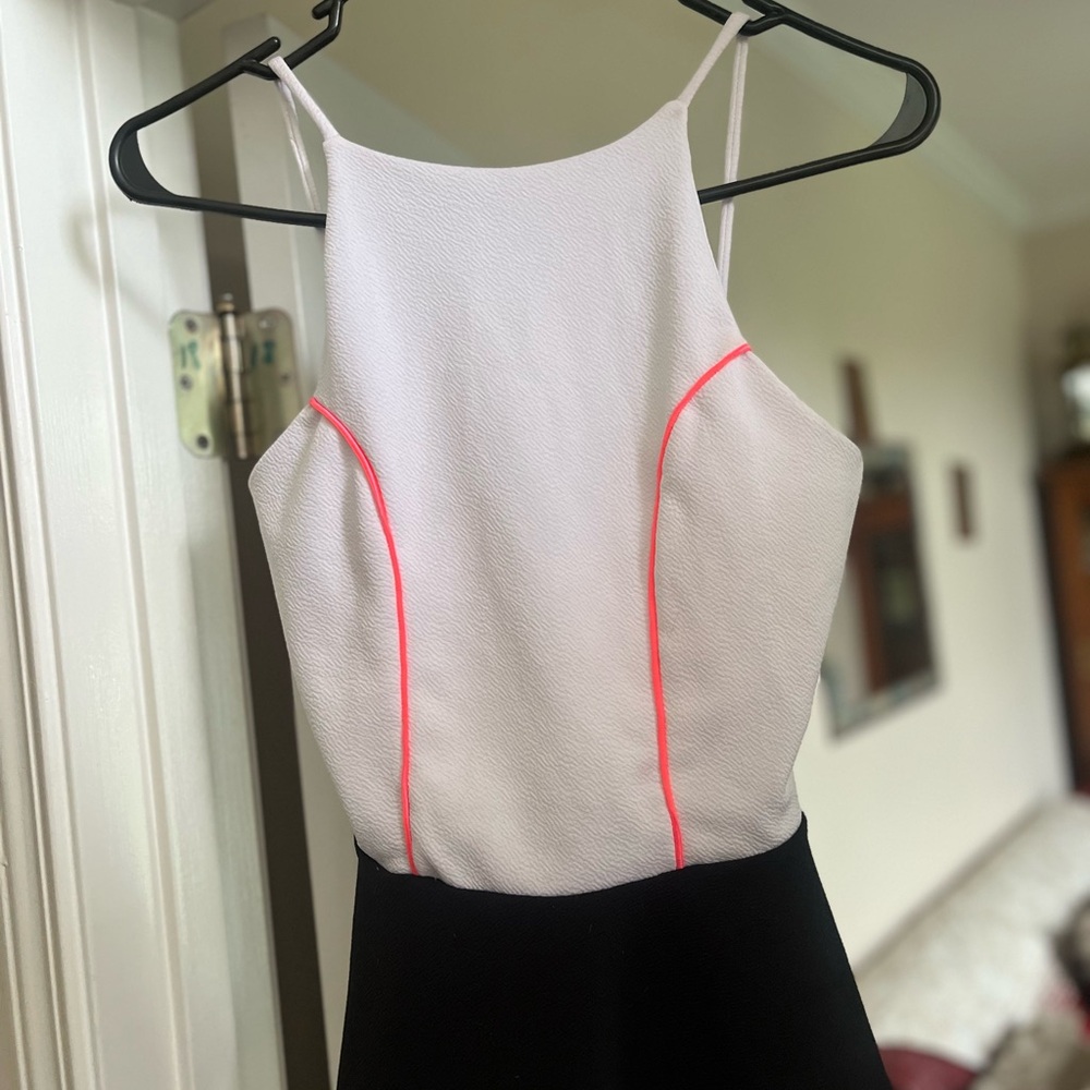 H&M White and Black Blouse with Pink Accents